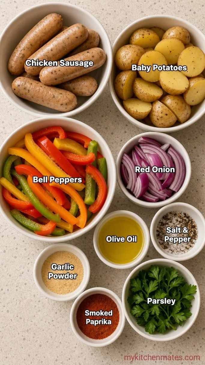 30-Minute Sheet Pan Chicken Sausage with Crispy Potatoes Ingredients