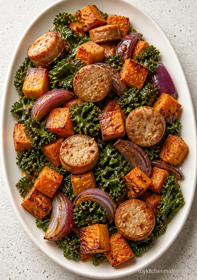 Sheet Pan Chicken Sausage Sweet Potato Kale