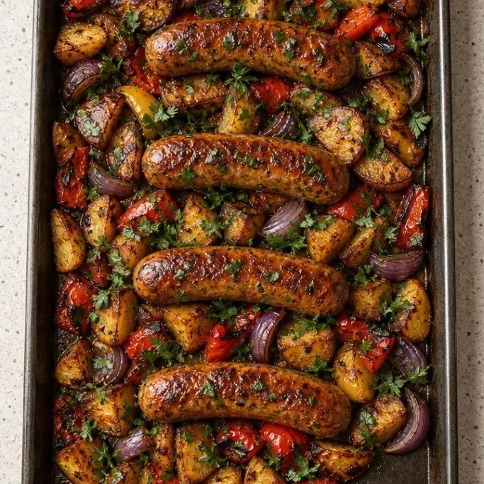 30-Minute Sheet Pan Chicken Sausage with Crispy Potatoes Sheet Pan Chicken Sausage