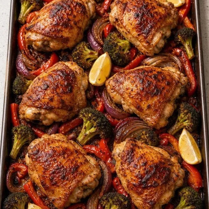 Crispy Sheet Pan Chicken Thighs with Roasted Vegetables Sheet Pan Chicken Thighs