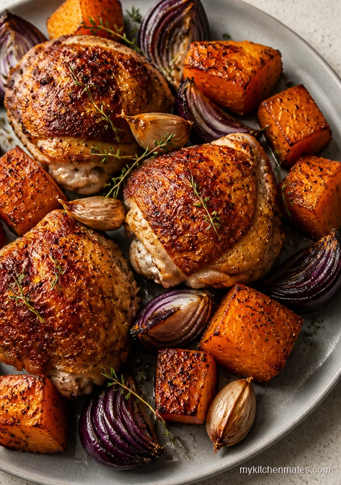 Sheet Pan Roasted Butternut Chicken Dinner