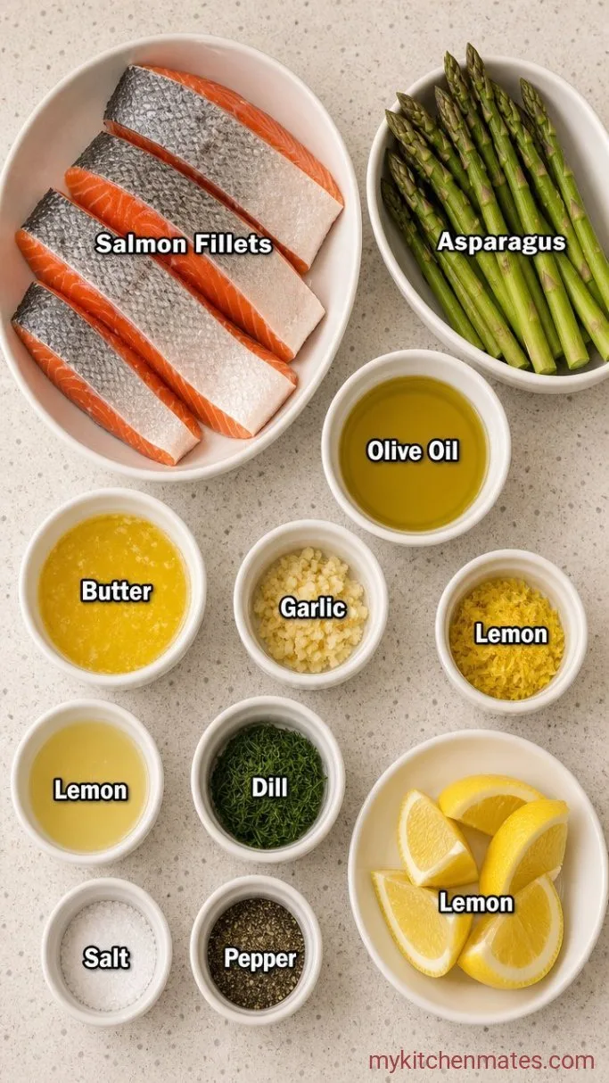 Sheet Pan Salmon with Lemony Dill Butter and Asparagus Ingredients