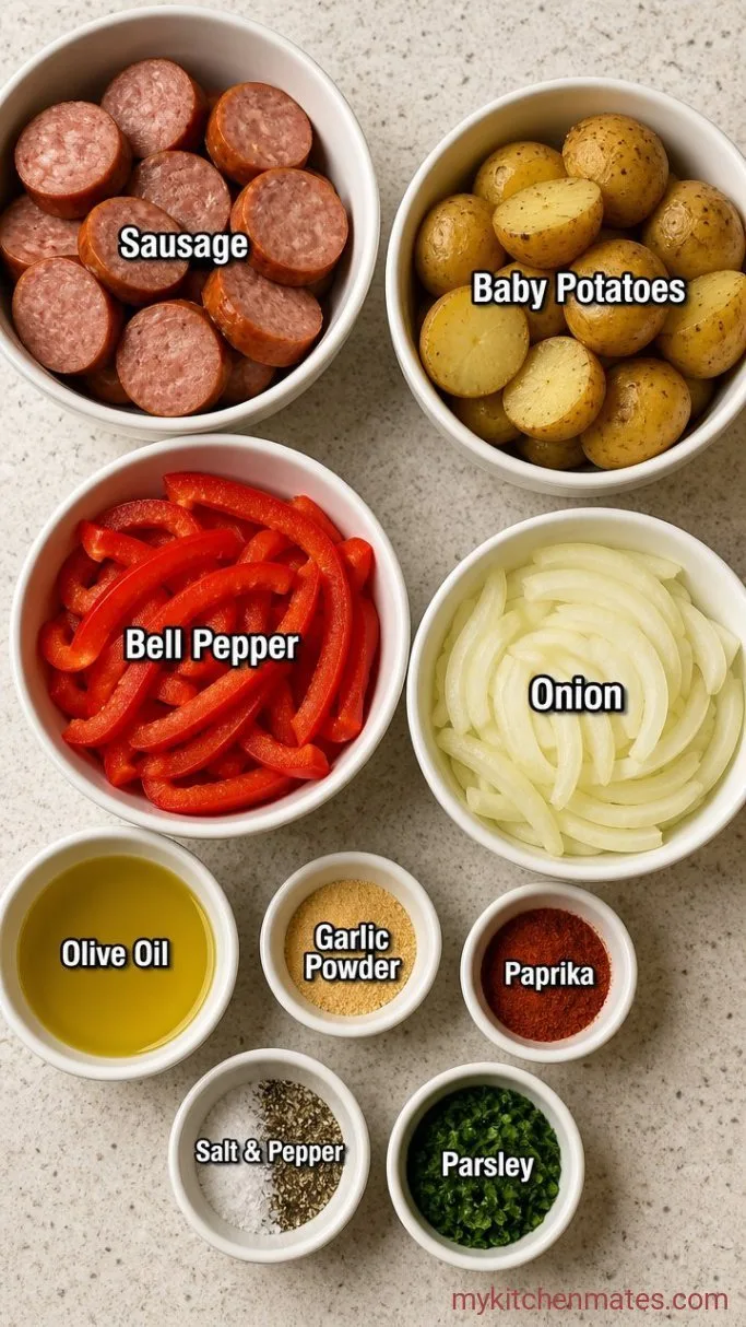 Crispy Sheet Pan Sausage and Potatoes Ingredients