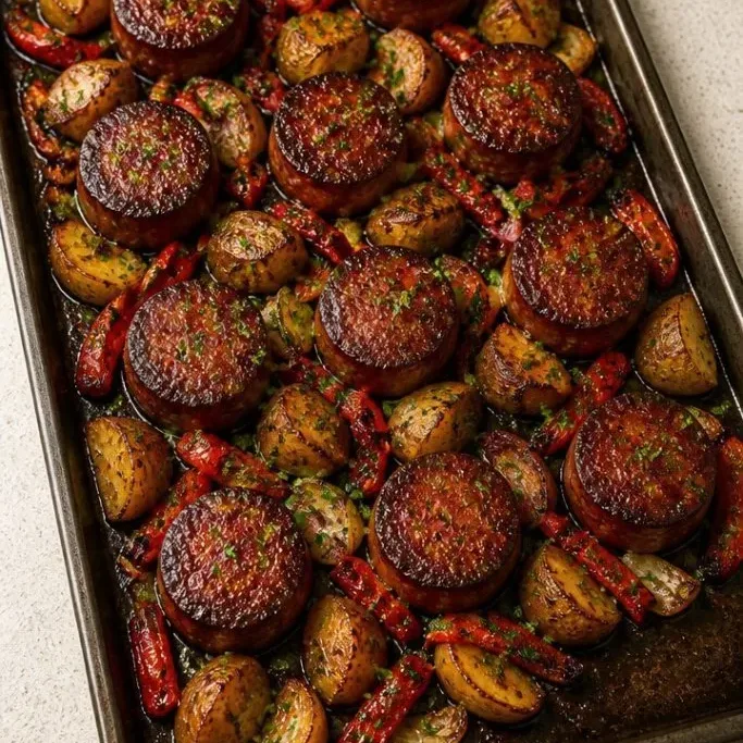 Crispy Sheet Pan Sausage and Potatoes Sheet Pan Sausage And Potatoes