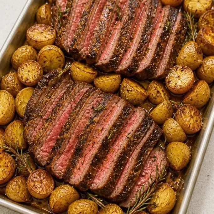 Easy Sheet Pan Steak and Potatoes with Garlic Butter Sheet Pan Steak And Potatoes