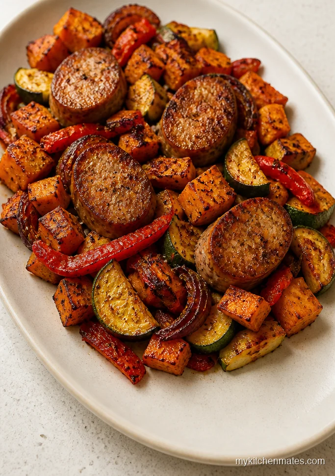 Sheet Pan Sweet Potato Zucchini Sausage