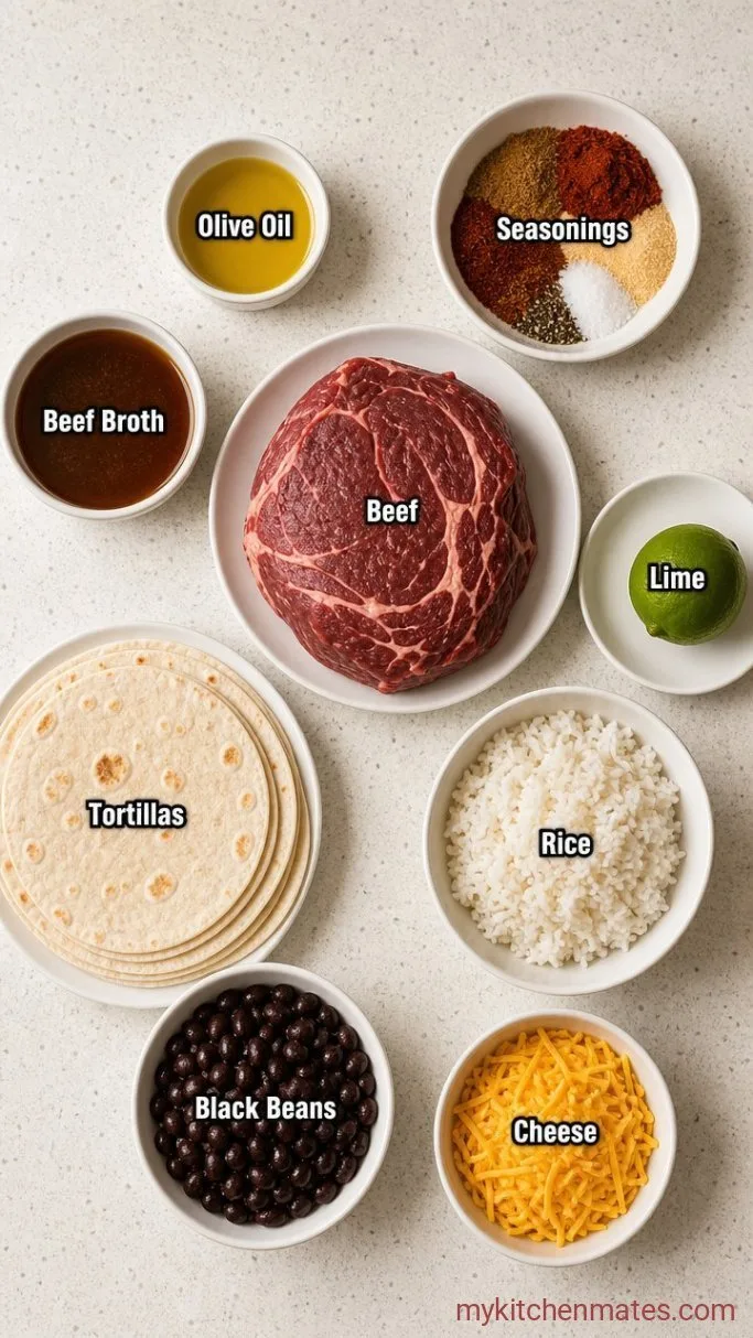 Slow-Cooker Shredded Beef Burritos Ingredients
