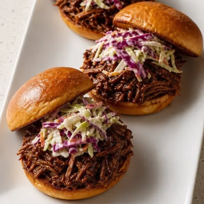 Slow Cooker Shredded Beef Sliders with Tangy Slaw Shredded Beef Sliders