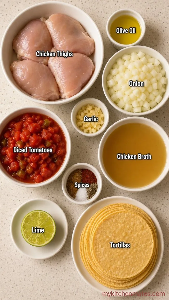 20-Minute Shredded Chicken Tacos Ingredients