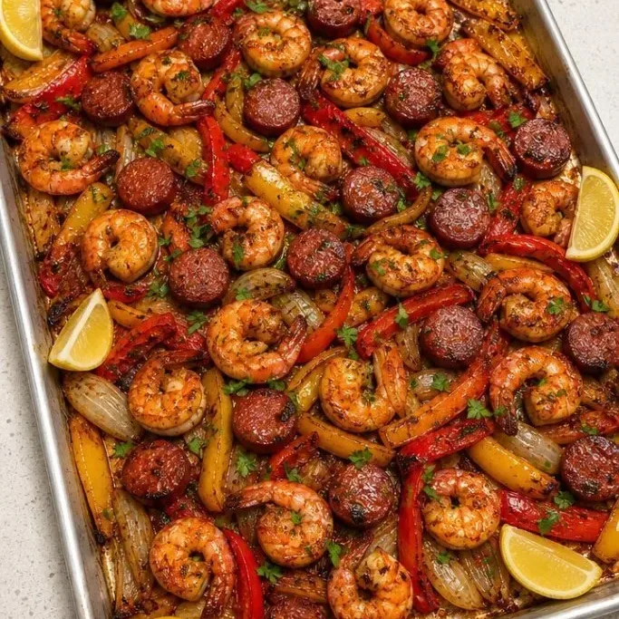 Shrimp And Sausage Sheet Pan