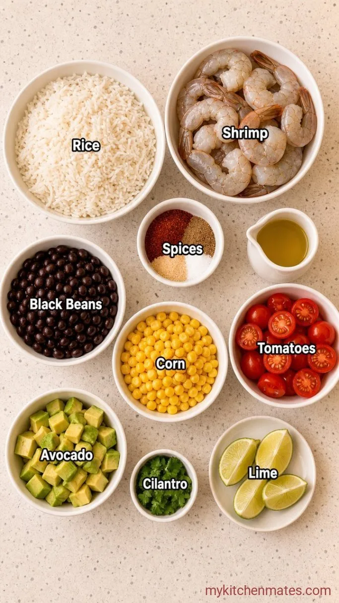 Quick 20-Minute Shrimp Burrito Bowl Ingredients