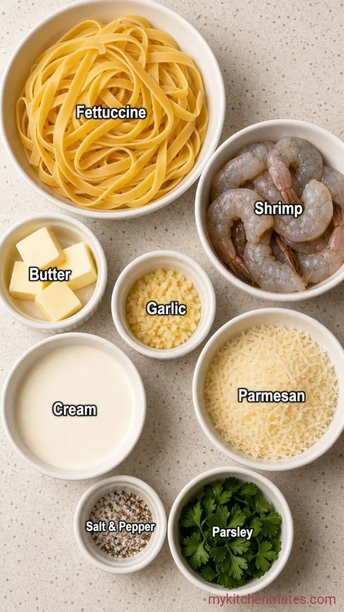 Creamy Shrimp Fettuccine Alfredo in 30 Minutes Ingredients