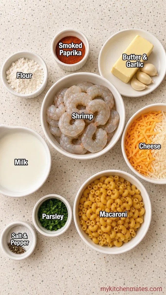 Creamy Garlic Shrimp Mac and Cheese Ingredients