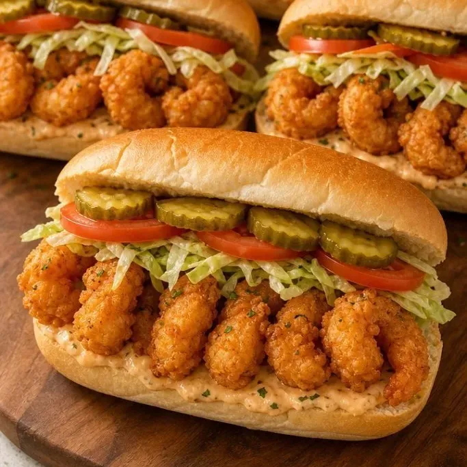 30-Minute Crispy Shrimp Po Boy Shrimp Po Boy Sandwich