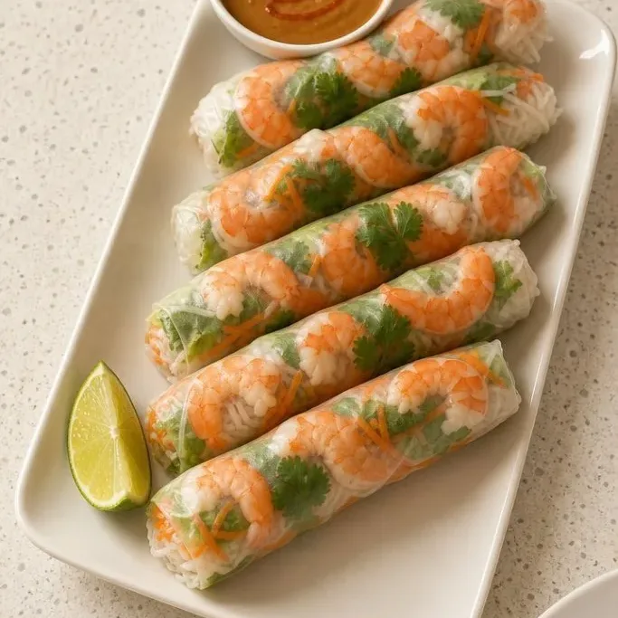 Fresh Shrimp Spring Rolls with Peanut Dipping Sauce Shrimp Spring Rolls