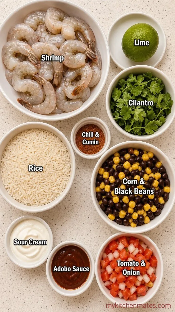 Shrimp Taco Bowls with Cilantro Lime Rice Ingredients