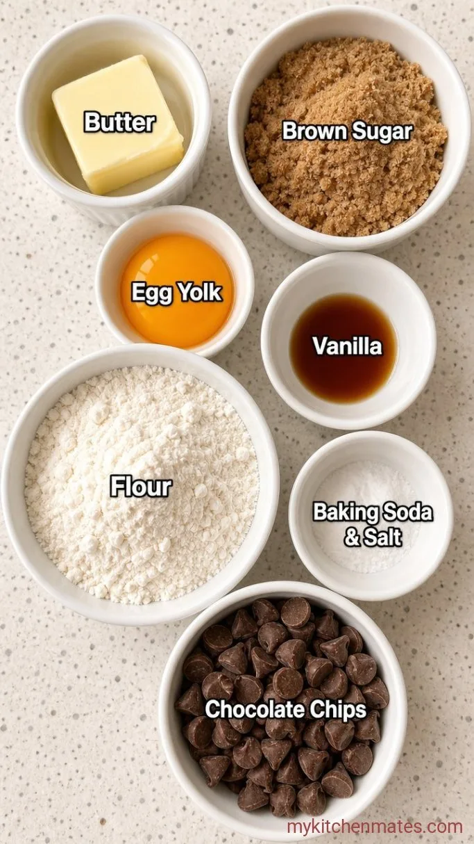 5-Minute Single Serve Chocolate Chip Cookie Ingredients