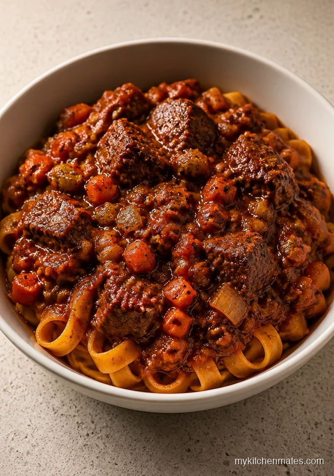 Sirloin Steak Ragu over Pasta