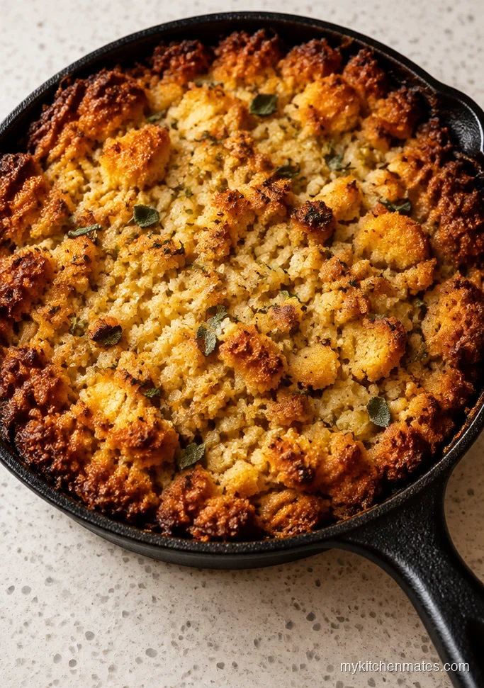 Skillet Cornbread Stuffing With Crispy Edges