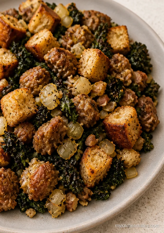 Skillet Kale Sausage Stuffing