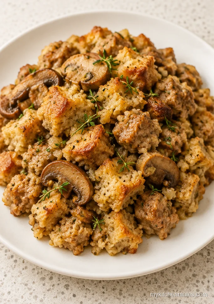 Skillet Sausage and Mushroom Dressing