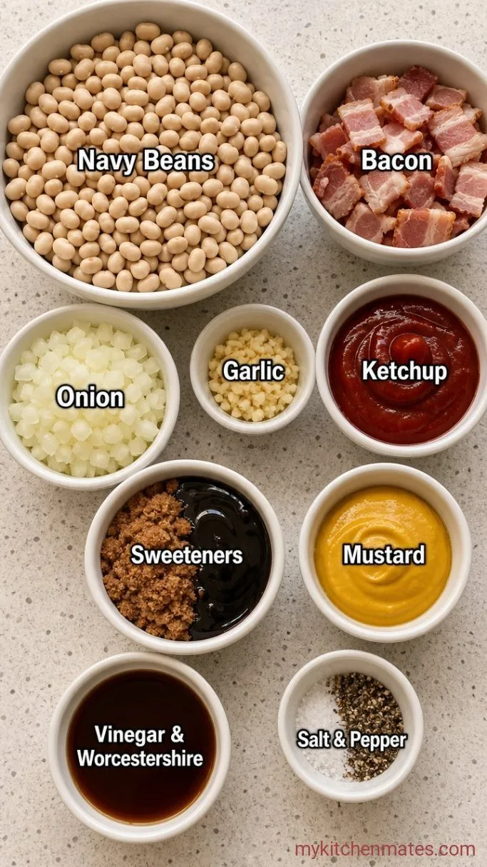 Slow Cooker Baked Beans with Bacon and Brown Sugar Ingredients