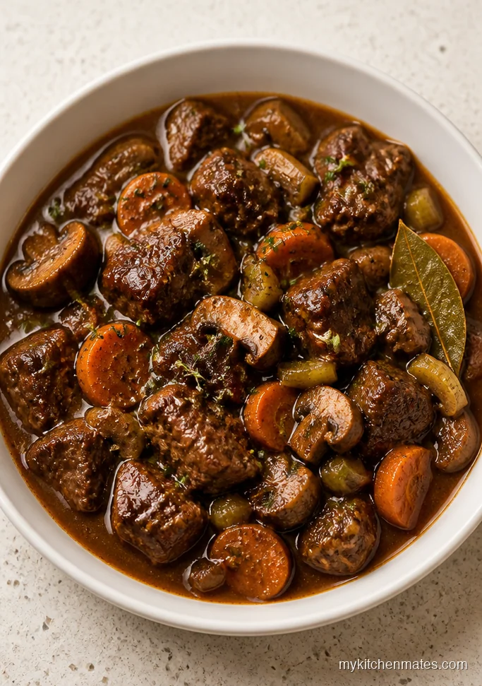 Slow Cooker Beef Casserole with Mushrooms