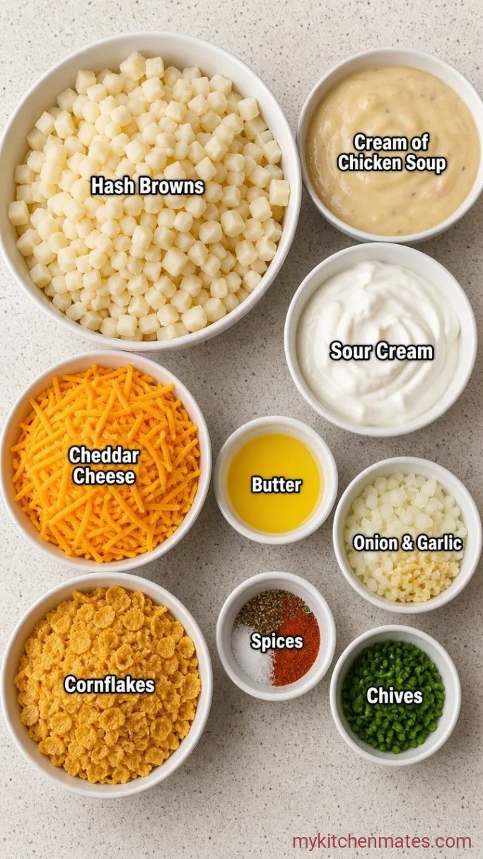 Slow Cooker Cheesy Potatoes with a Buttery Crunch Ingredients
