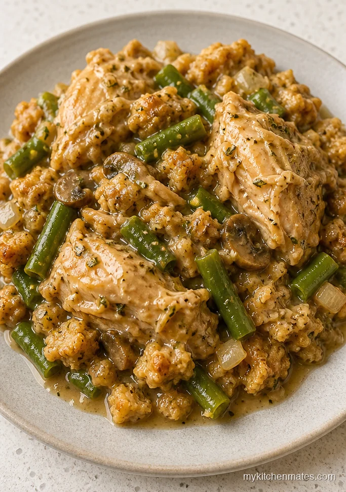 Slow Cooker Chicken and Stuffing with Green Beans