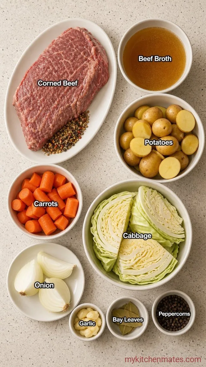 Fall-Apart Slow Cooker Corned Beef and Cabbage Ingredients