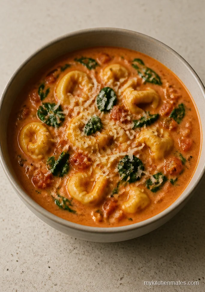 Slow Cooker Creamy Tomato Tortellini Soup