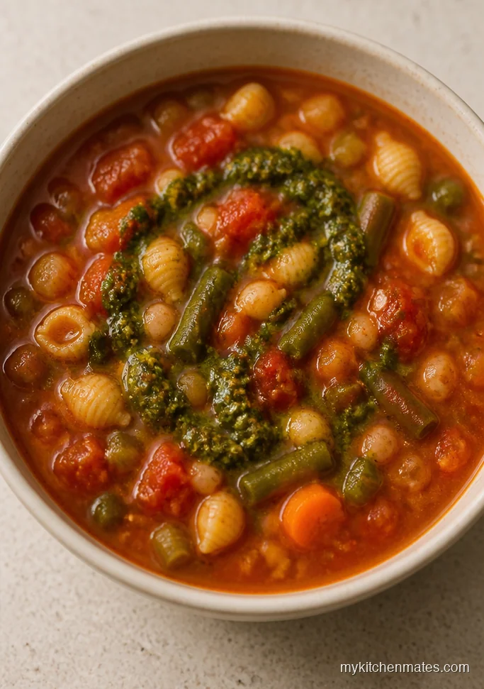 Slow Cooker Minestrone with Basil Pesto