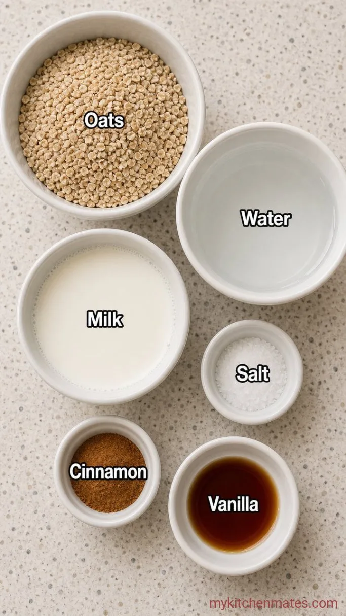 Creamy Overnight Slow Cooker Steel-Cut Oatmeal Ingredients