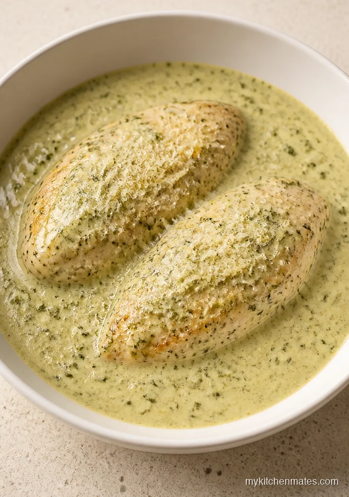 Slow Cooker Pesto Chicken Alfredo