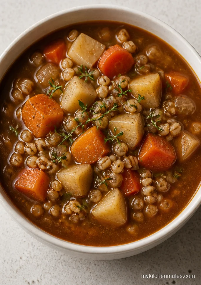 Slow Cooker Root Vegetable Barley Soup