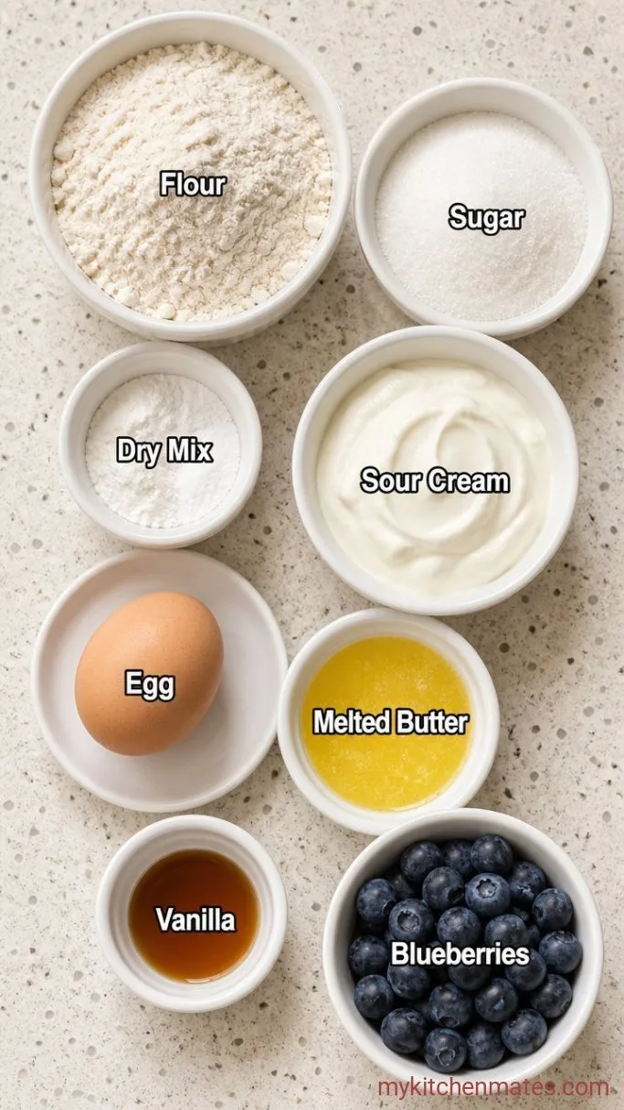 Small Batch Blueberry Muffins (Just 6 Muffins) Ingredients