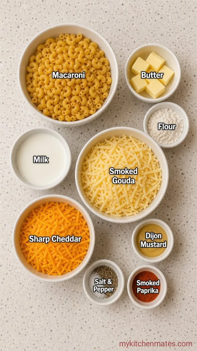 Quick Stovetop Smoked Gouda Mac and Cheese Ingredients