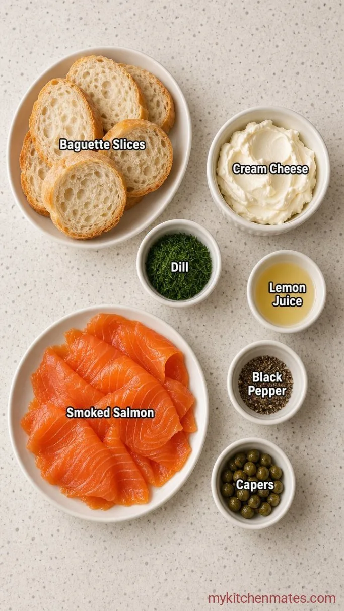10-Minute Smoked Salmon Canapes Ingredients