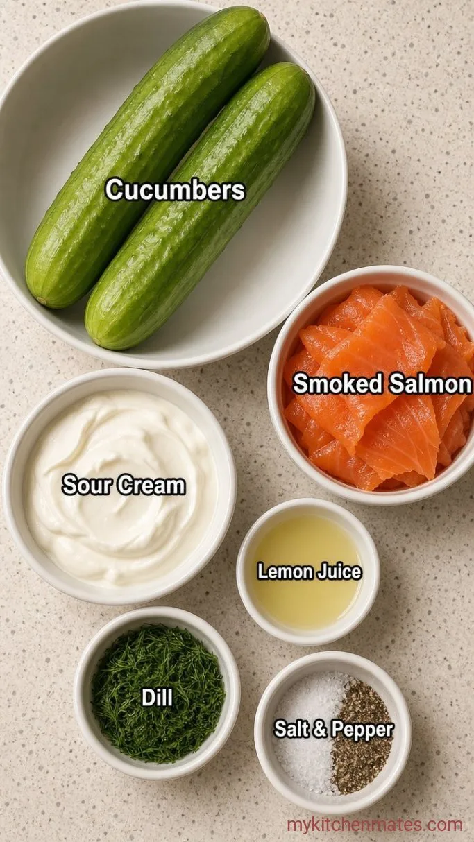 10-Minute Smoked Salmon Cucumber Salad Ingredients
