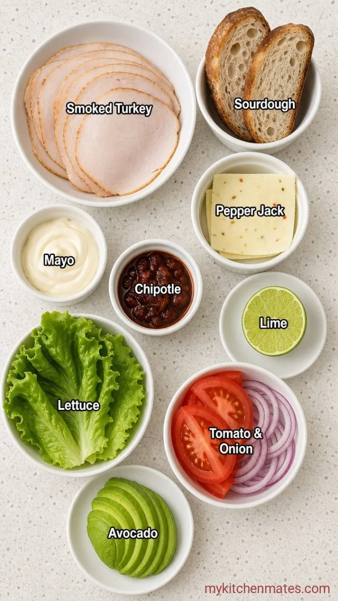 Quick Smoked Turkey Sandwich with Chipotle Mayo Ingredients