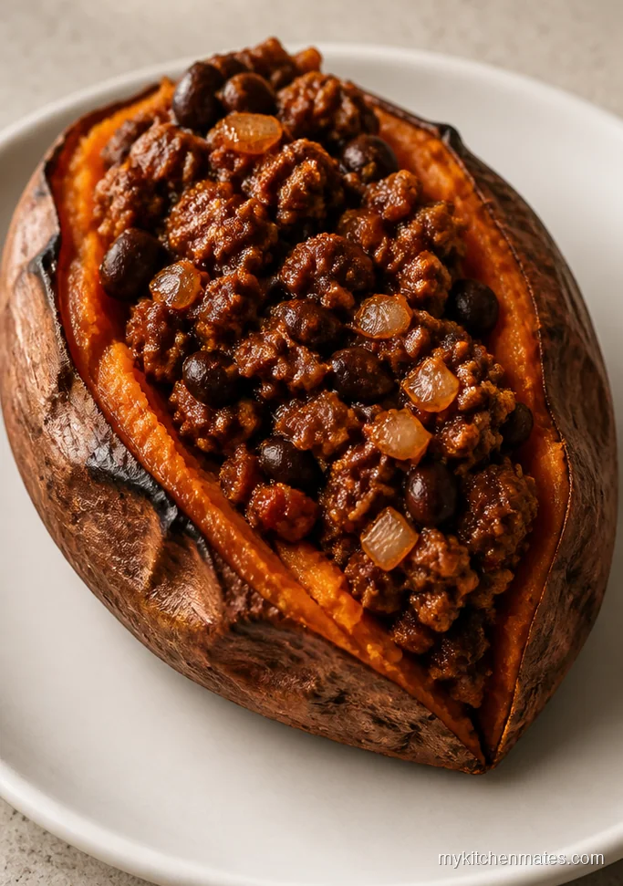 Smoky Black Bean and Ground Turkey Stuffed Sweet Potatoes