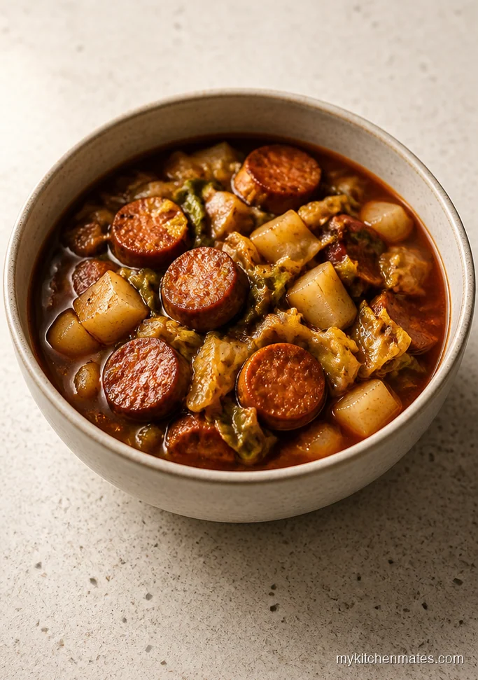 10 Low Carb High Protein Crockpot Recipes for Easy Meals Smoky Turkey Sausage and Cabbage Stew