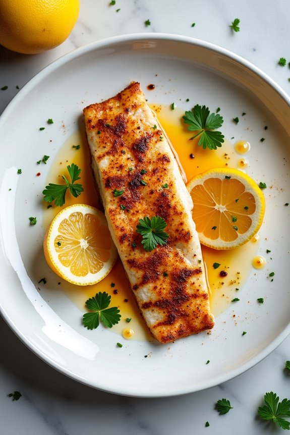 smoky garlic butter sea bass