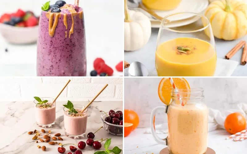 smoothie-breakfast-ideas collage