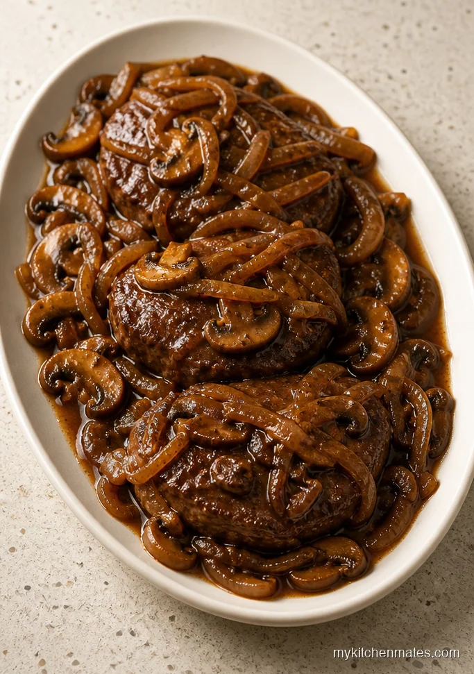 Smothered Mushroom Onion Round Steak
