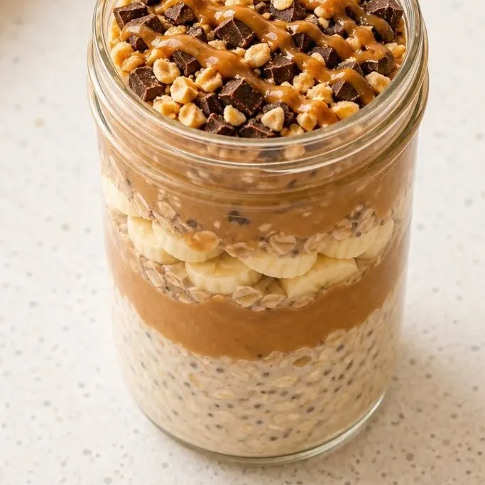 5-Minute Snickers Overnight Oats Snickers Overnight Oats