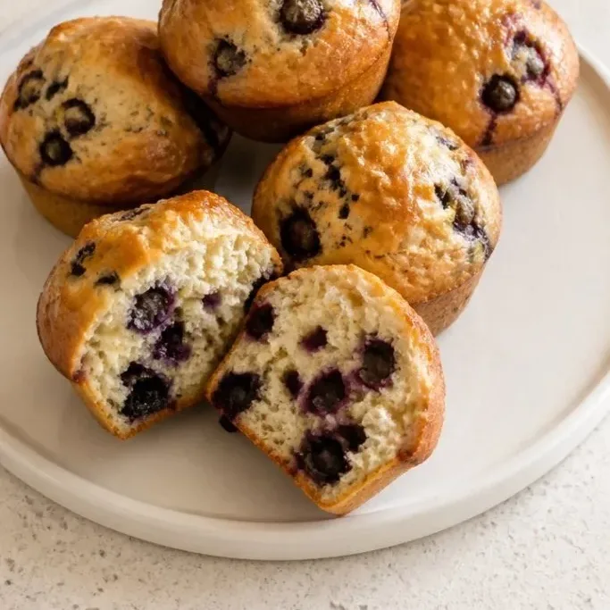 Sourdough Blueberry Muffins with a Soft, Tender Crumb Sourdough Blueberry Muffins