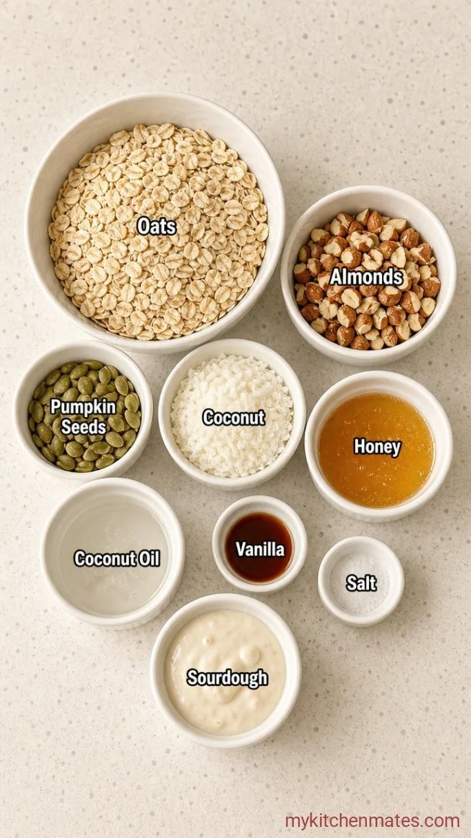 Crispy Sourdough Discard Granola Ingredients