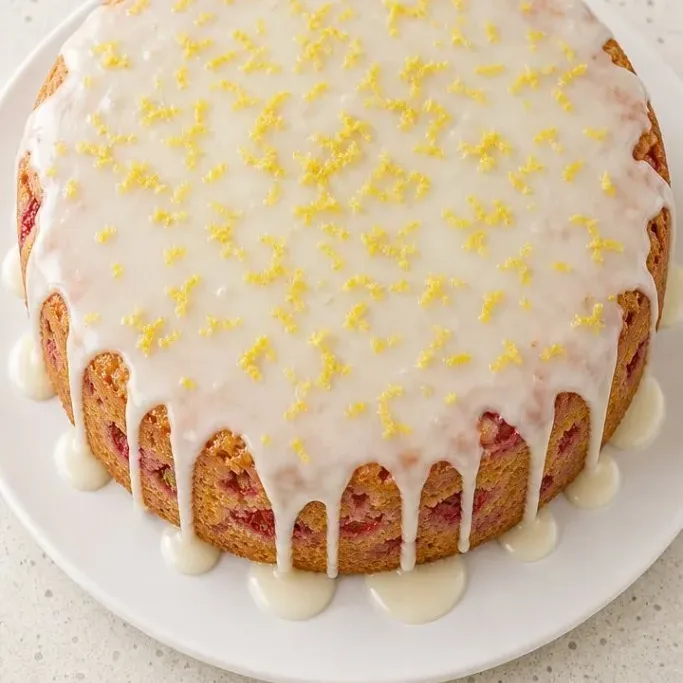Easy One-Bowl Sourdough Strawberry Cake with Lemon Glaze Sourdough Strawberry Cake