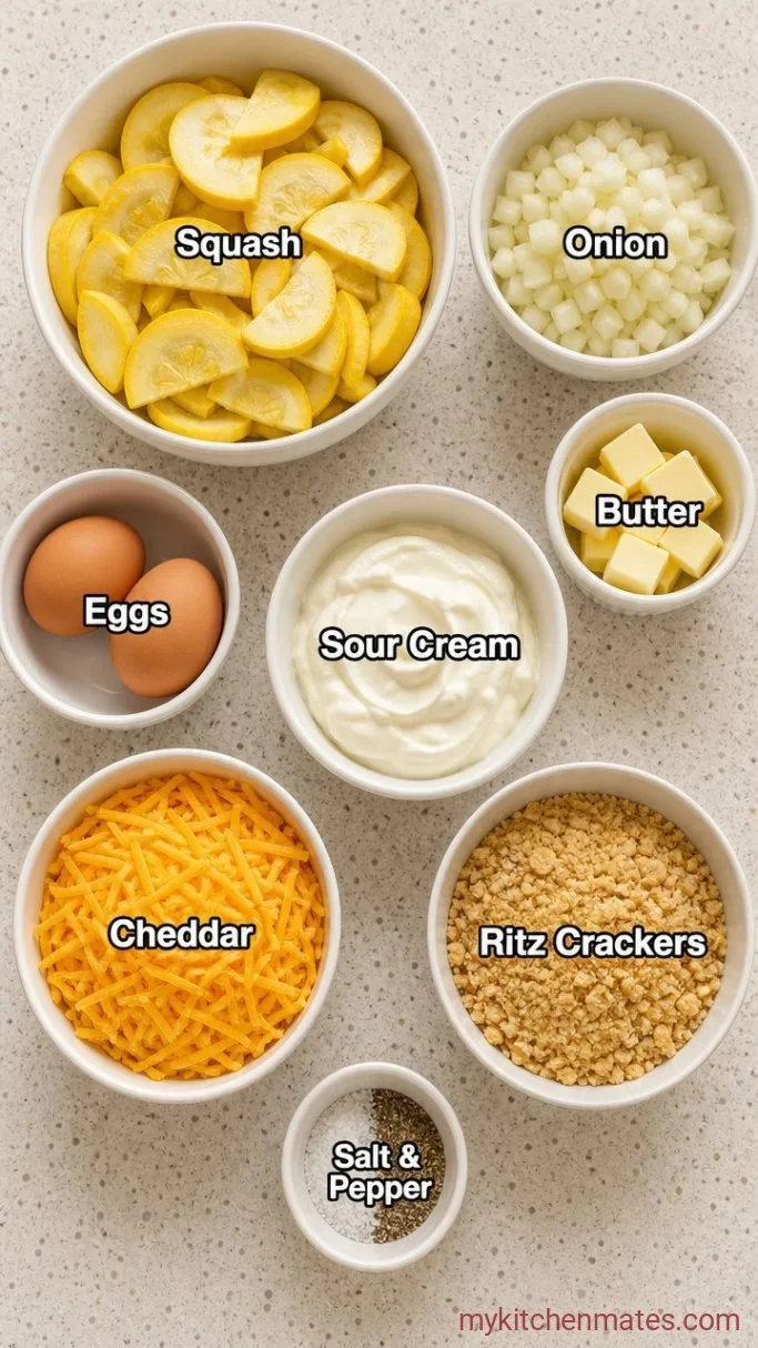 Southern Squash Casserole with Buttery Cracker Topping Ingredients